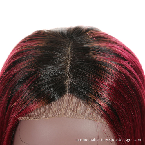 Peruvian Natural Color Short Wavy Strait Styled Brazilian Human Hair 1B 99J Burgundy Red Lace Front Wig